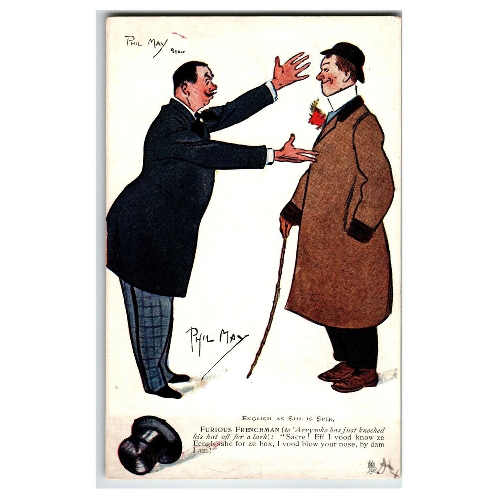 Phil May Caricature Postcard Raphael Tuck Oilette 1778 French English Humor 1778
